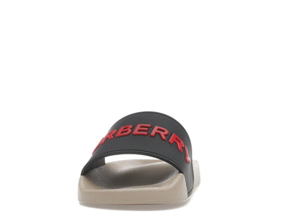 Burberry Embossed Logo Slide Black Red Tan (Women's)