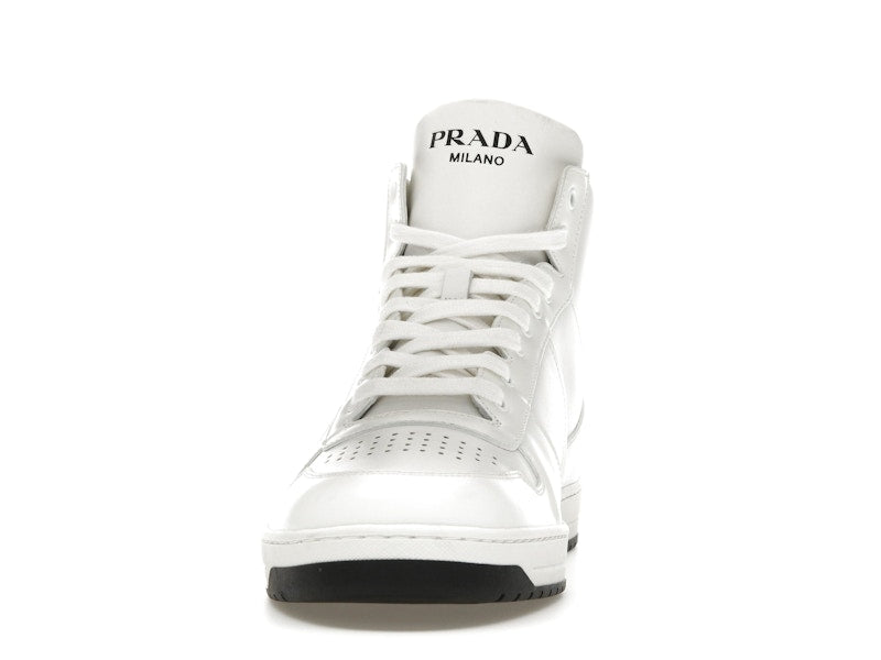 Prada Downtown High Top Sneakers Leather White White Black