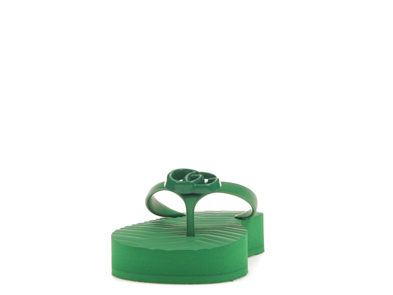Gucci Chevron Thong Sandal Green Rubber