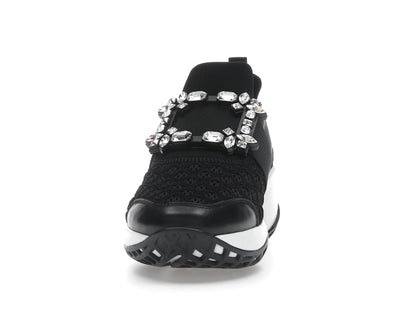 Roger Vivier Viv' Run Fabric Black White Crystal Buckle (Women's)