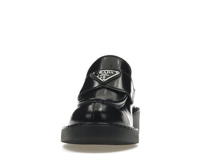 Prada Chocolate 50mm Loafer Black Brushed Leather