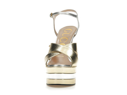 Gucci 135mm Platform Sandal Metallic Leather (Women's)