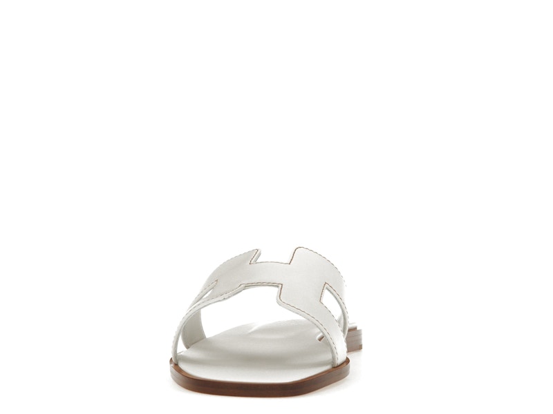 Hermes Oran Sandal Blanc Box Calfskin Leather