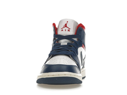 Jordan 1 Mid French Blue Gym Red (Women's)