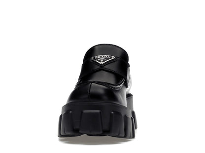 Prada Monolith 55mm Loafer Black Brushed Leather