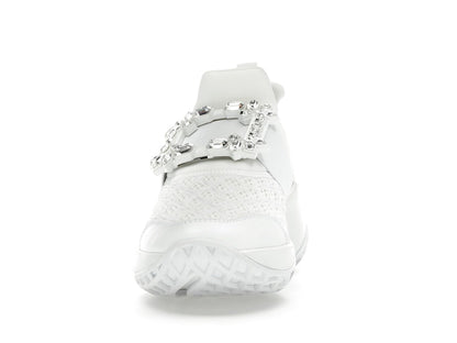 Roger Vivier Viv' Run Fabric White Crystal Buckle (Women's)