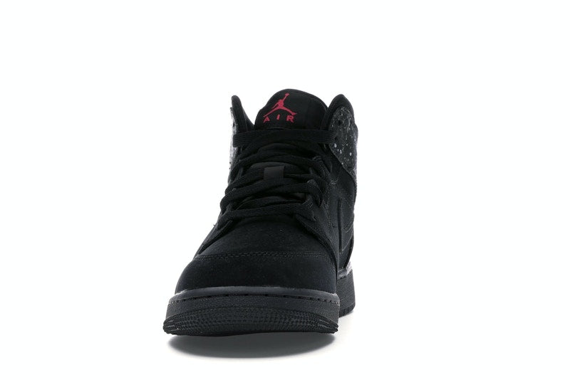 Jordan 1 Mid Black Rush Pink White Splatter (GS)
