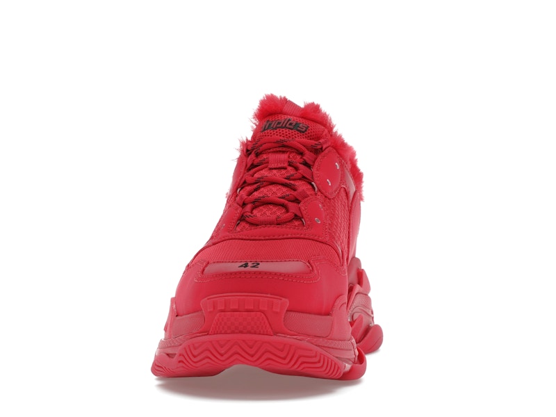 Balenciaga Triple S Faux Fur Burgundy