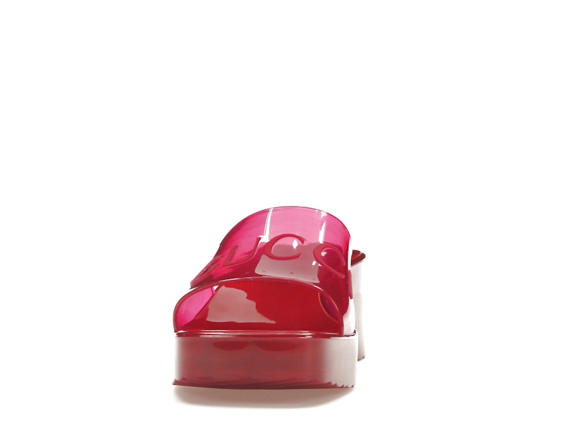 Gucci 60mm Slide Sandal Hibiscus Red Rubber