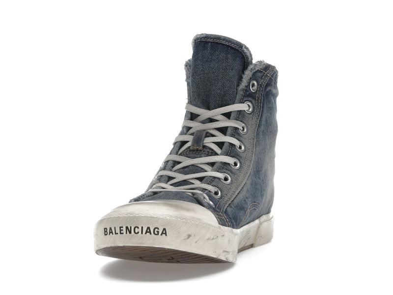 Balenciaga Paris High Top Blue Destroyed Denim