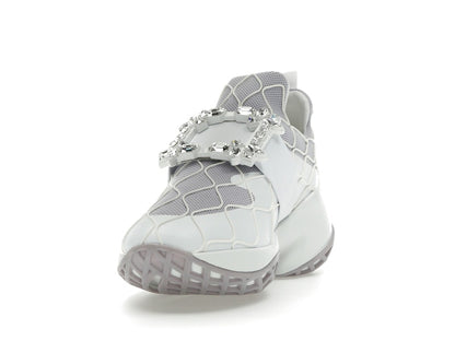 Roger Vivier Viv' Run Fabric White Purple Crystal Buckle (Women's)
