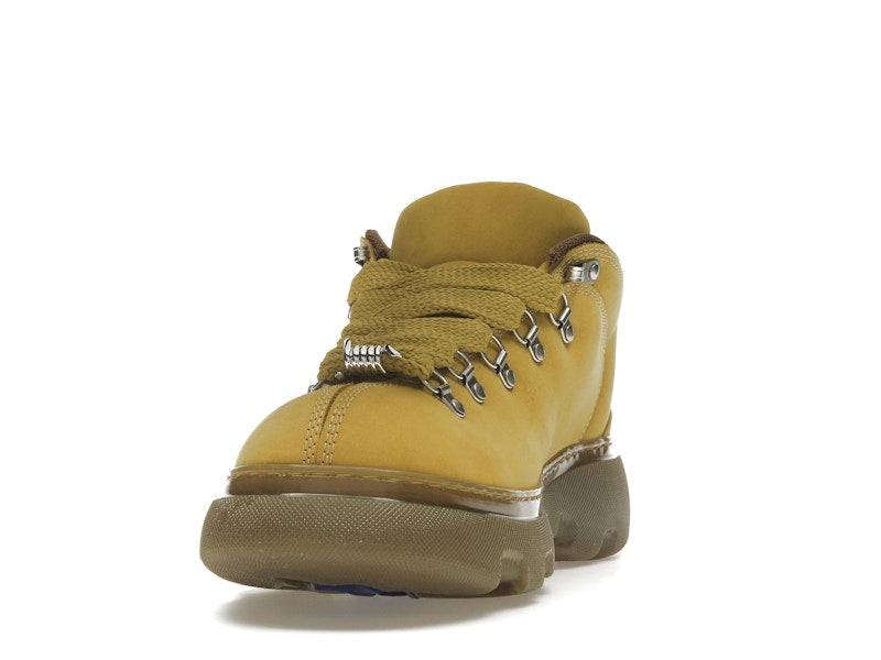 Burberry Lace Up Leather Ankle Boot Mustard Yellow