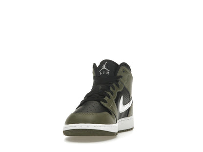 Jordan 1 Mid Black White Olive (GS)