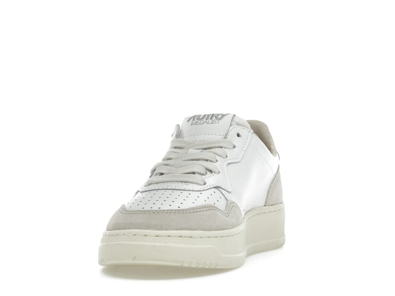 Autry Medalist Leather Low White Beige Suede (Women's)