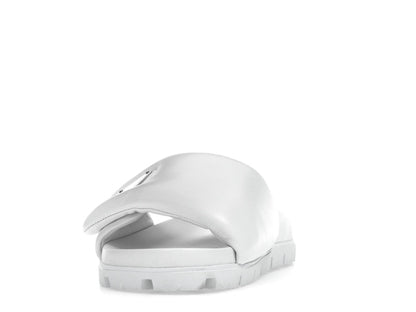 Prada Soft Padded 20mm Slide Sandal White Nappa Leather