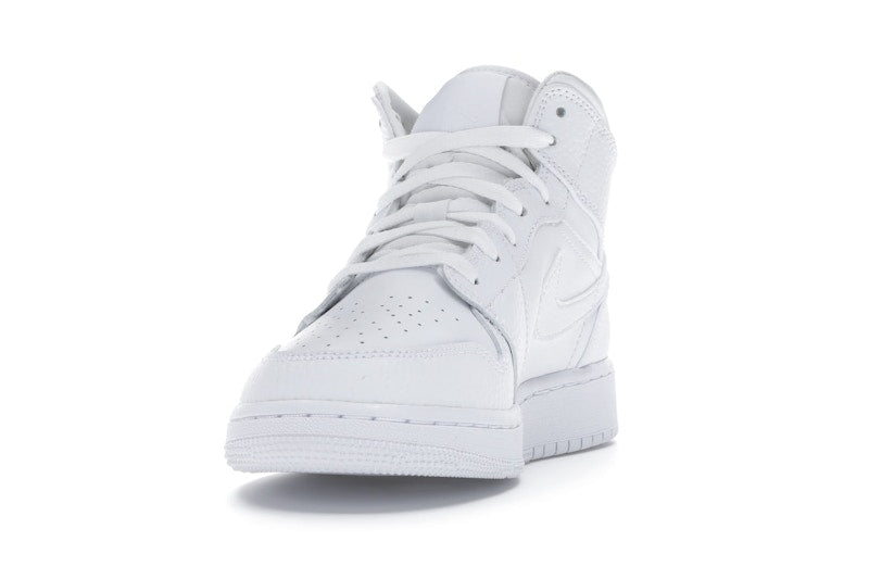 Jordan 1 Mid Triple White Tumbled Leather (GS)