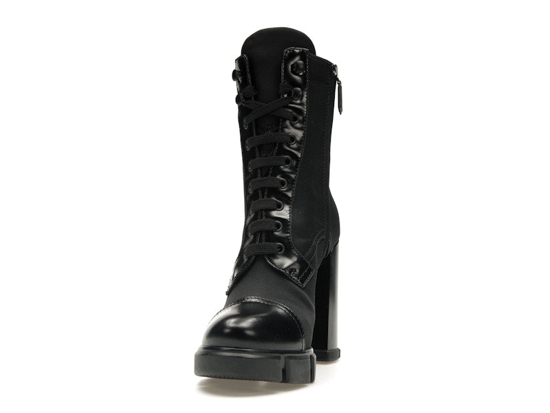 Prada 110 mm Nylon Booties Black Brushed Leather