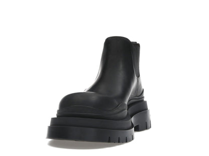 Bottega Veneta Leather Tire Chunky Sole Ankle Chelsea Boot Black