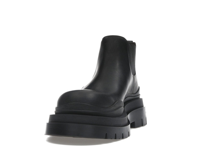 Bottega Veneta Leather Tire Chunky Sole Ankle Chelsea Boot Black
