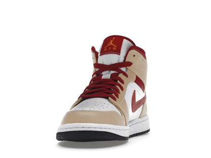 Jordan 1 Mid Light Curry Cardinal