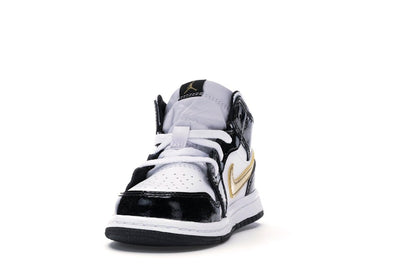 Jordan 1 Mid Patent Black White Gold (TD)