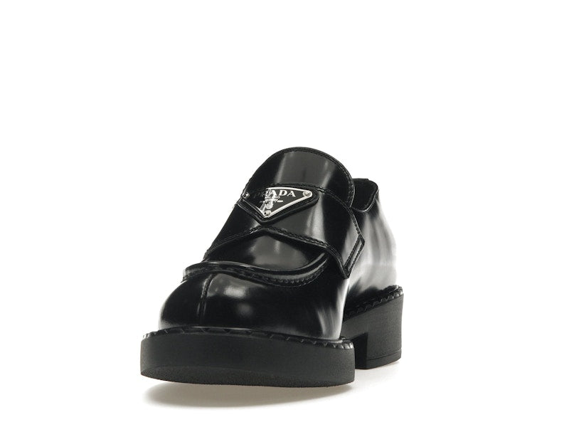 Prada Chocolate 50mm Loafer Black Brushed Leather