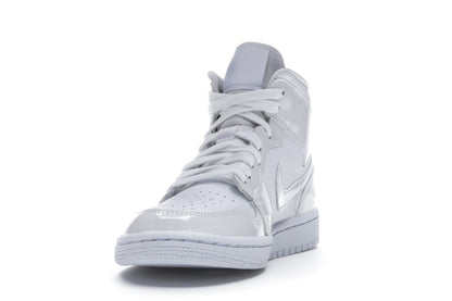 Jordan 1 Mid Triple White Patent Swoosh (Women's)