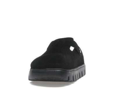 Birkenstock Boston Chunky Suede Black Black Sole (Narrow) (Women's)
