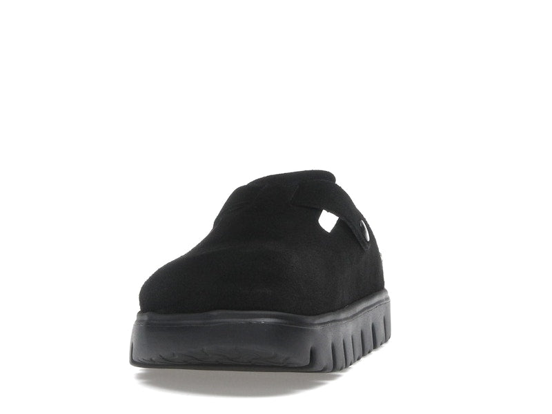Birkenstock Boston Chunky Suede Black Black Sole (Narrow) (Women's)