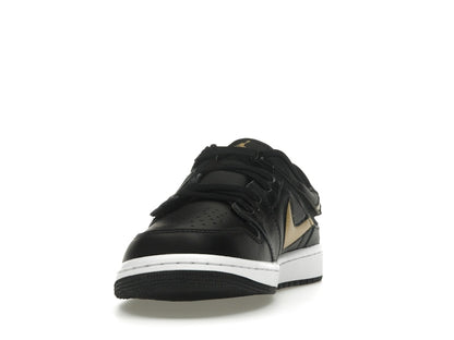 Jordan 1 Low FlyEase Black White Metallic Gold