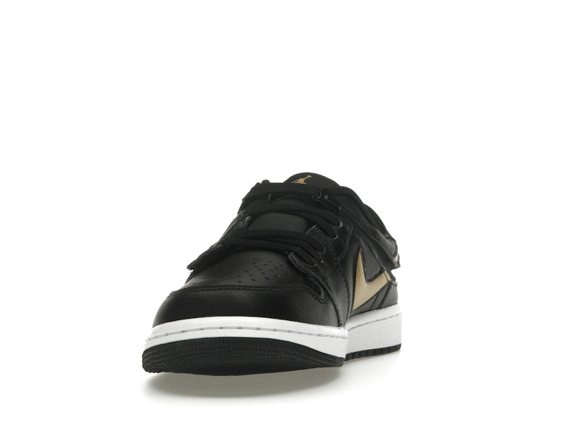Jordan 1 Low FlyEase Black White Metallic Gold