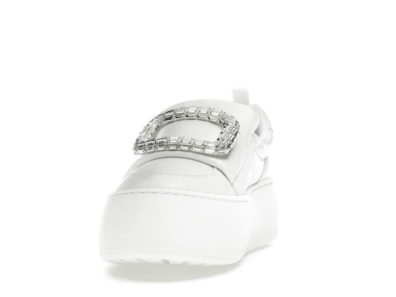 Roger Vivier Viv' Up White Crystal Buckle (Women's)