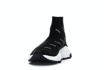 Balenciaga Speed Trainer Logo Print Black White (Women's)