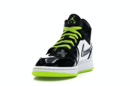 Jordan 1 Mid Black Cyber Mystic Green (GS)
