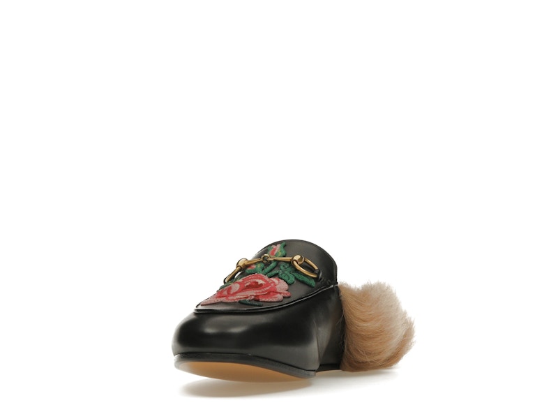 Gucci Floral Embroidered Princetown Mules Black (Women's)