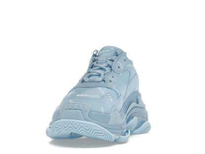 Balenciaga All Over Logo Triple S Blue Grey (Women's)