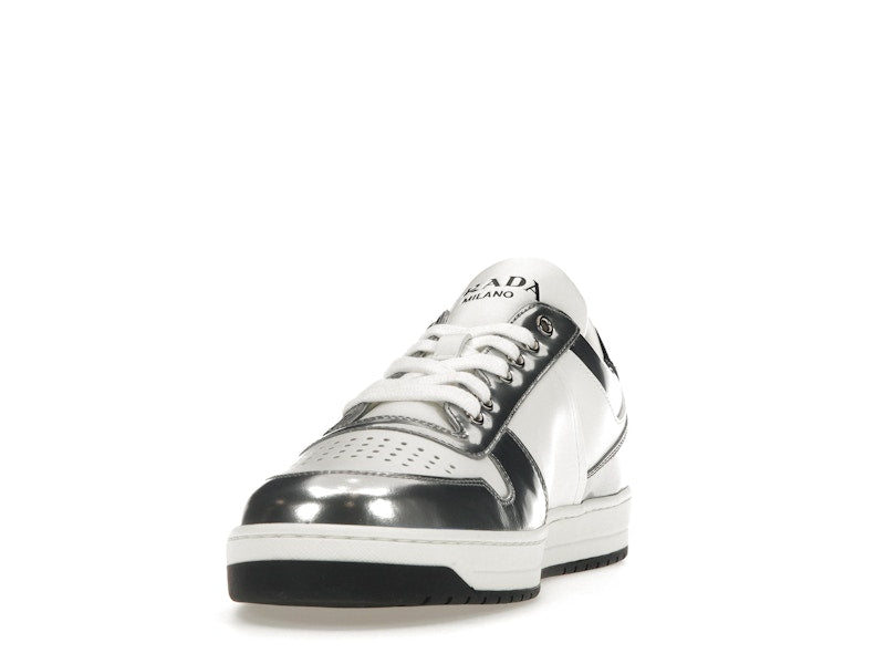 Prada Downtown Low Top Sneakers Leather White Silver