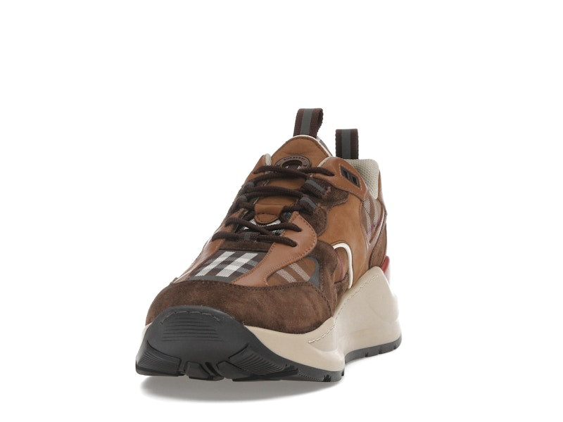 Burberry Check and Suede Sneakers Dark Birch Brown