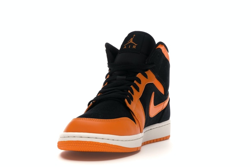 Jordan 1 Mid Black Orange Peel