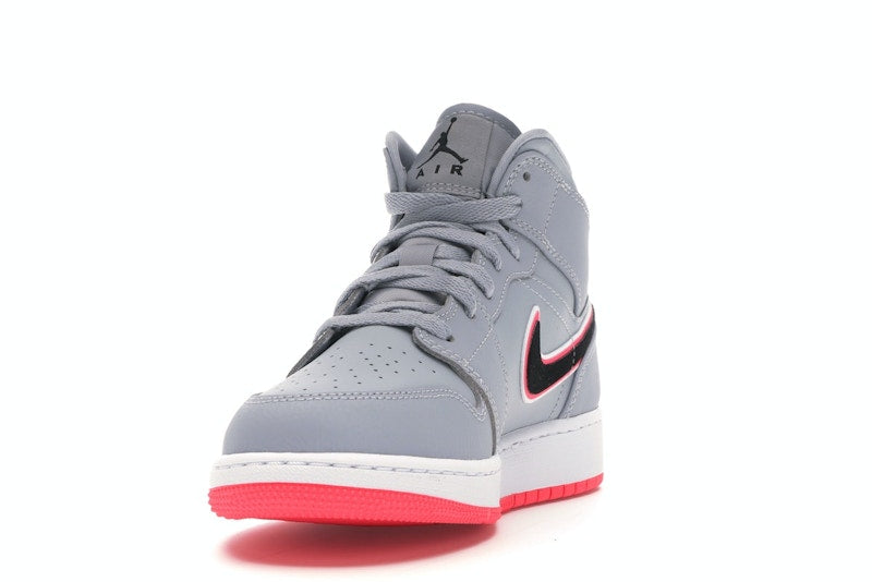Jordan 1 Mid Wolf Grey Racer Pink Black (GS)