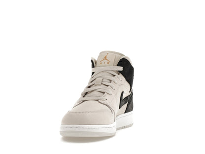 Jordan 1 Mid Light Bone Metallic Gold Black (GS)