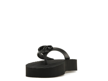 Gucci Chevron Thong Sandal Black Rubber