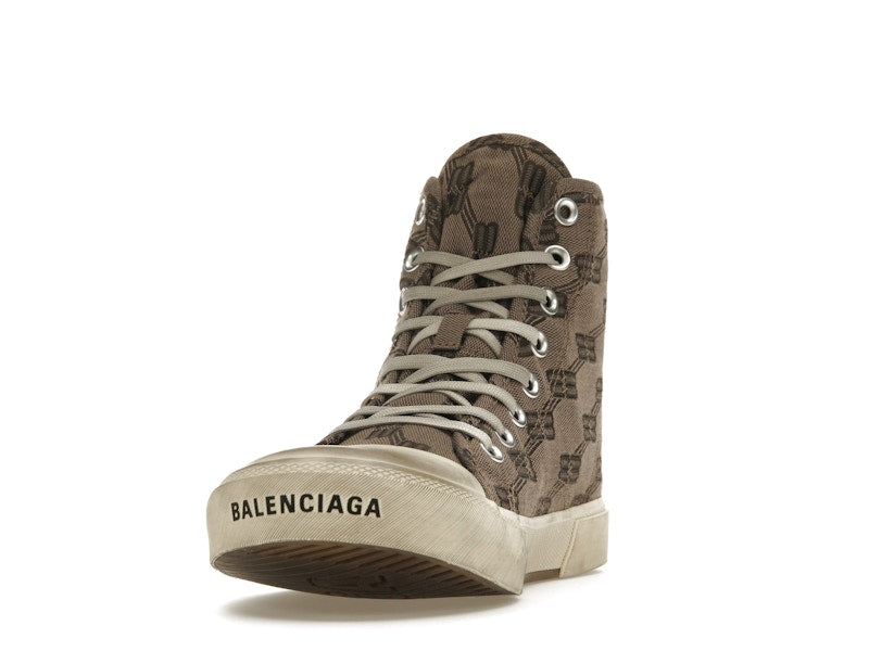 Balenciaga Paris High Top BB Monogram Dark Beige Brown
