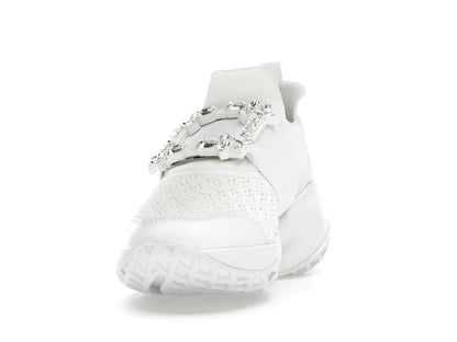 Roger Vivier Viv' Run Fabric White Crystal Buckle (Women's)