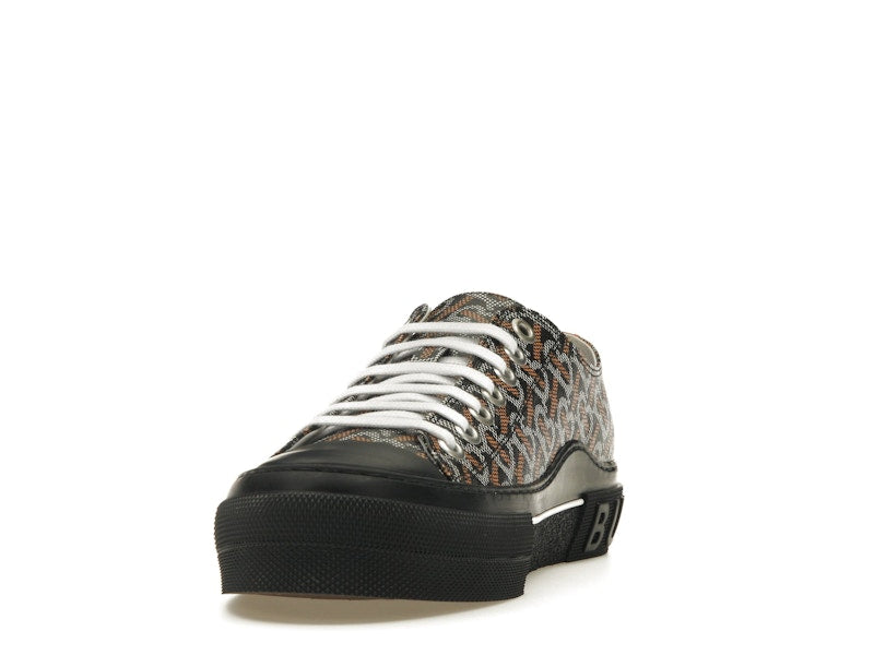 Burberry Monogram Pattern Low Top Black Orange Canvas