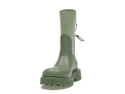 OFF-WHITE Zip-tie Rain Boots Green (Women's)
