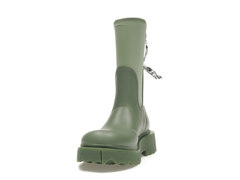 OFF-WHITE Zip-tie Rain Boots Green (Women's)