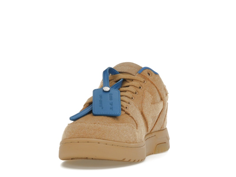 OFF-WHITE Out Of Office OOO Low Tops Camel Blue Wool
