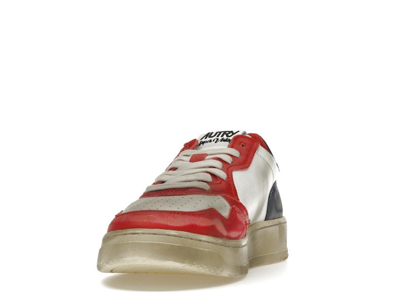 Autry Medalist Leather Low Super Vintage White Blue Red