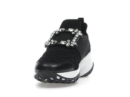 Roger Vivier Viv' Run Fabric Black White Crystal Buckle (Women's)